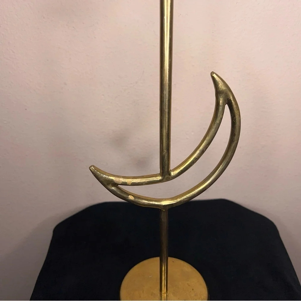Vintage 90s Celestial Brass Moon Candlestick Goth Retro 14” Height